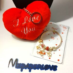 Gold Charm Bracelet with Heart Accents